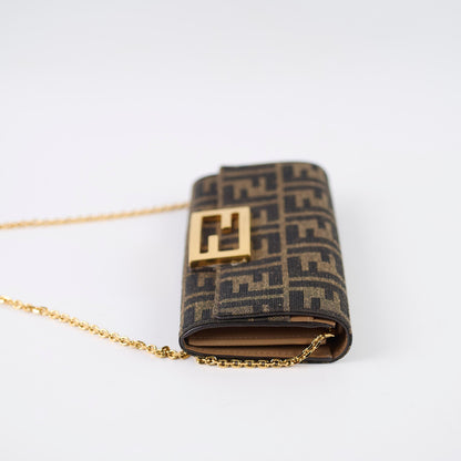 Fendi Buguette Continental Wallet on Chain Fabric Brown FF - photo 4