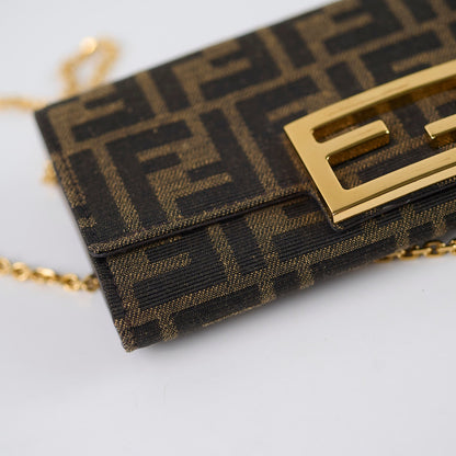Fendi Buguette Continental Wallet on Chain Fabric Brown FF - photo 9