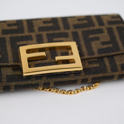 Fendi Buguette Continental Wallet on Chain Fabric Brown FF - photo 12