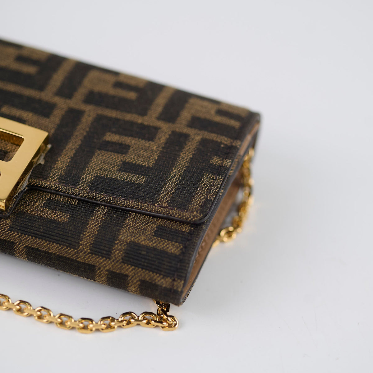 Fendi Buguette Continental Wallet on Chain Fabric Brown FF - photo 10