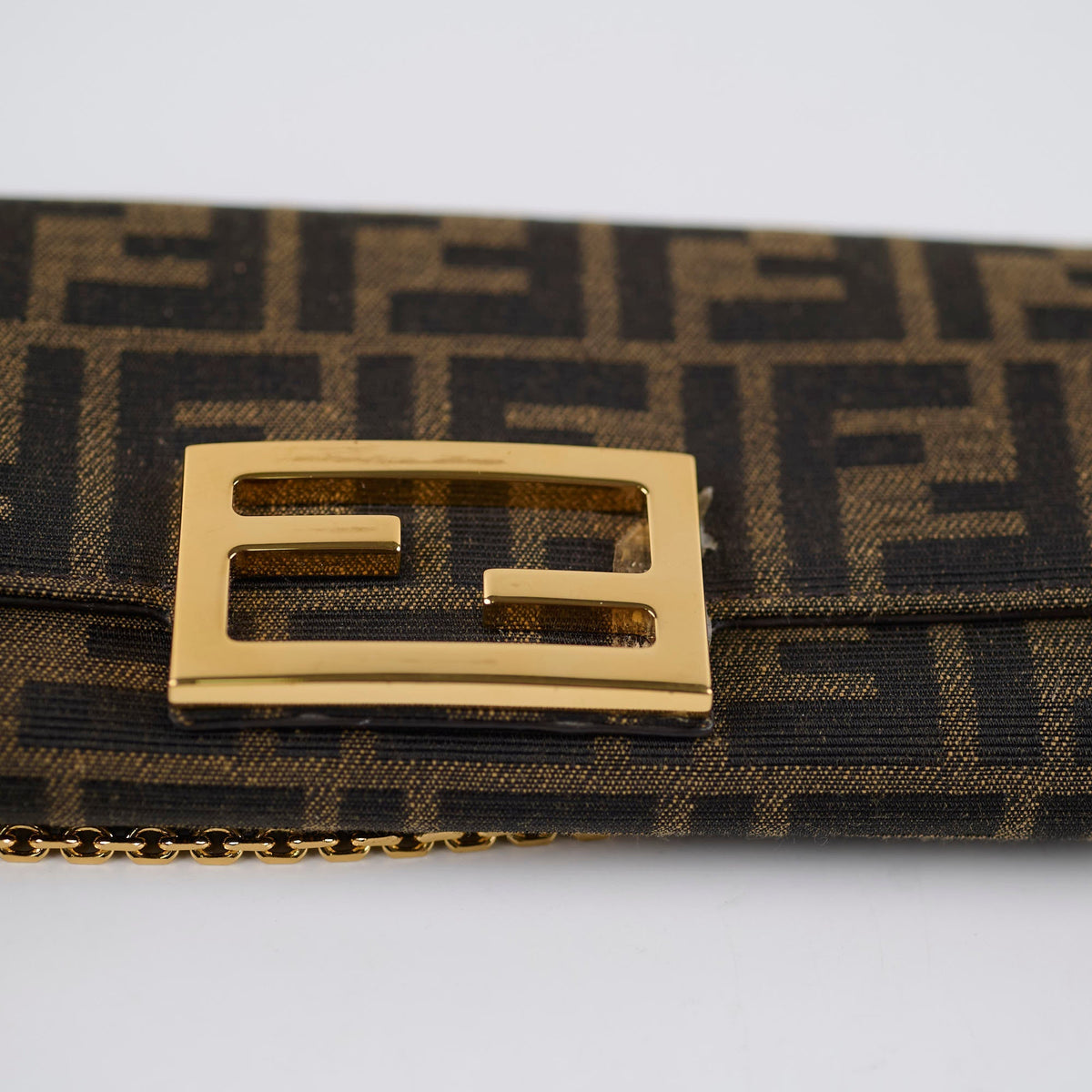 Fendi Buguette Continental Wallet on Chain Fabric Brown FF - photo 11