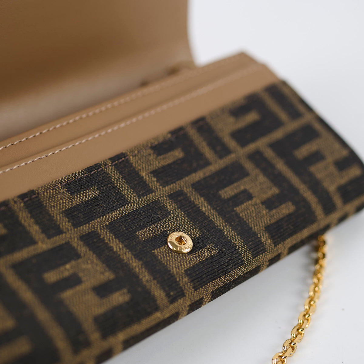 Fendi Buguette Continental Wallet on Chain Fabric Brown FF - photo 7