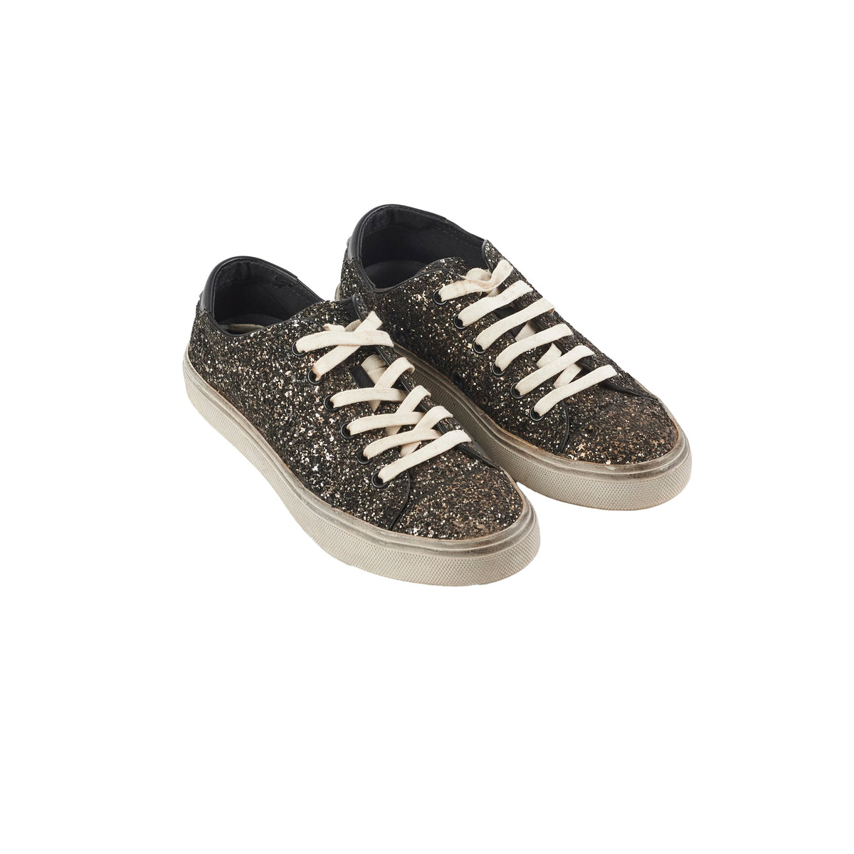 Saint Laurent Black Glitter Sneakers Size 35 - photo 1