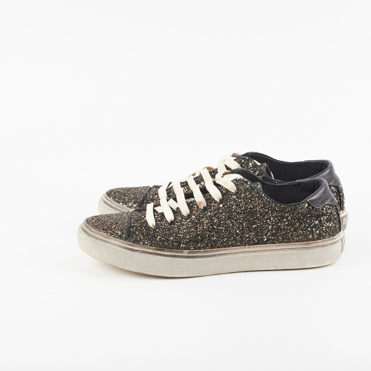 Saint Laurent Black Glitter Sneakers Size 35 - photo 3