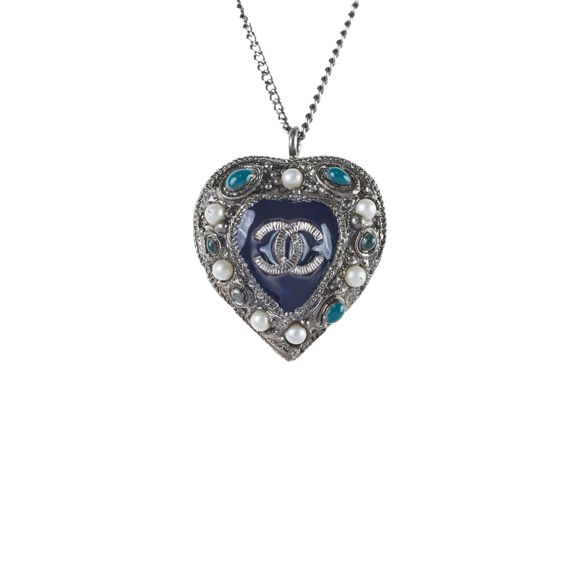 Chanel Heart Necklace Gunmetal with Pearls Costumer Jewellery - photo 1
