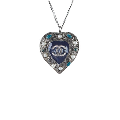 Chanel Heart Necklace Gunmetal with Pearls Costumer Jewellery - photo 1