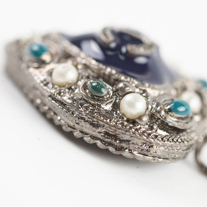 Chanel Heart Necklace Gunmetal with Pearls Costumer Jewellery - photo 4