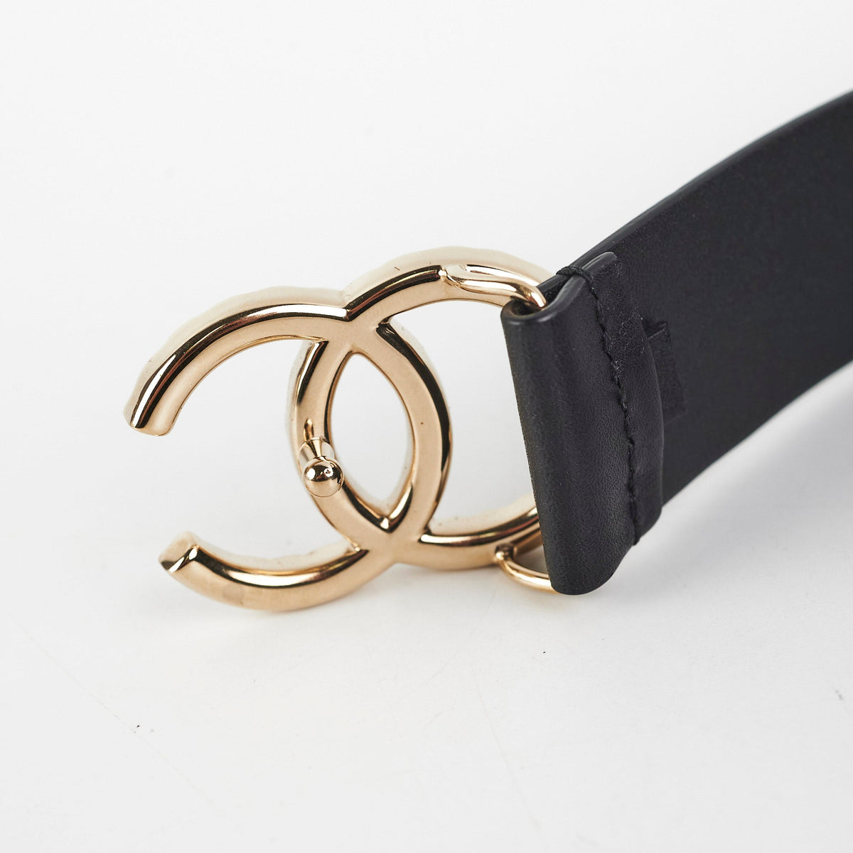 Chanel Gold Rhinestone Black Belt Size 80cm - photo 4