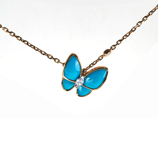 Van Cleef and Arpels Turqoise Two Butterfly Pendant - photo 1