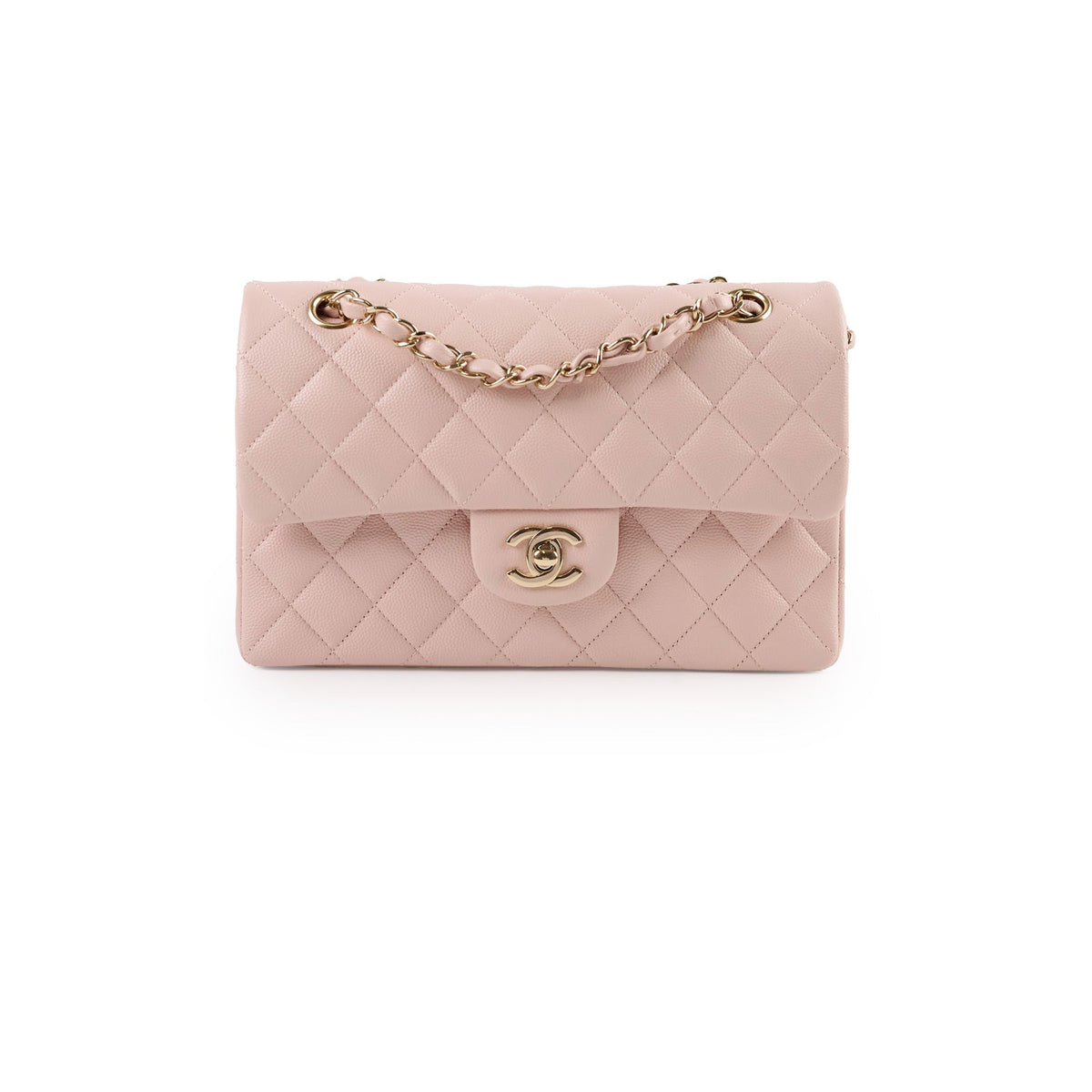 Chanel Small Classic Double Flap Rose Clair Caviar - photo 1