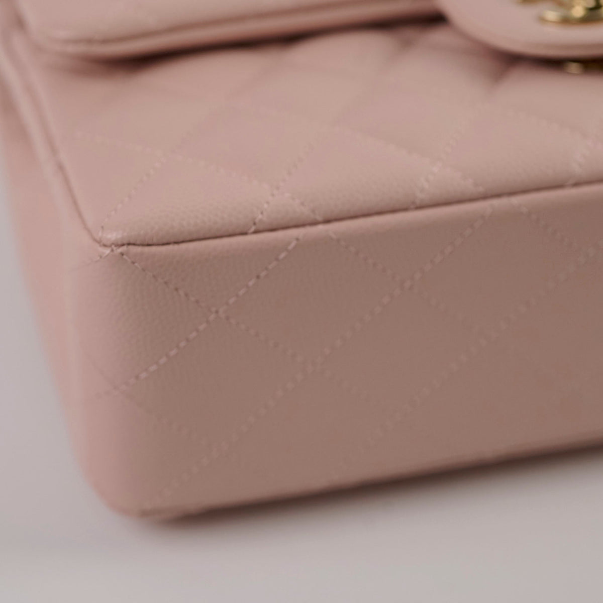 Chanel Small Classic Double Flap Rose Clair Caviar - photo 12