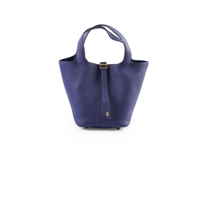 Hermes Picotin 18 Clemence Blue Encre Stamp Z - photo 1