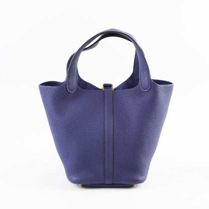 Hermes Picotin 18 Clemence Blue Encre Stamp Z - photo 2