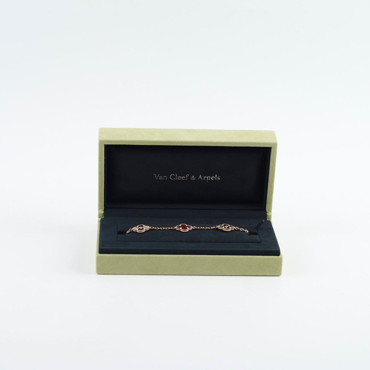 Van Cleef & Arpels Vintage Alhambra 5 Motifs Guilloche Carnelian Bracelet 2024 - photo 2