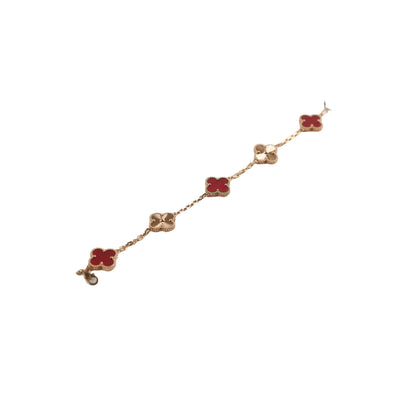 Van Cleef & Arpels Vintage Alhambra 5 Motifs Guilloche Carnelian Bracelet 2024 - photo 1