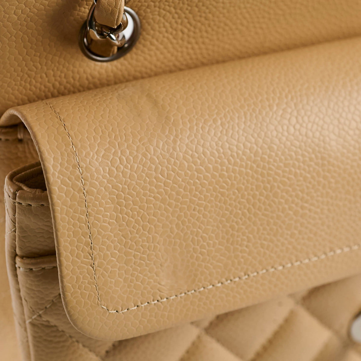 Chanel Small Caviar Double Classic Flap Beige Clair - photo 8