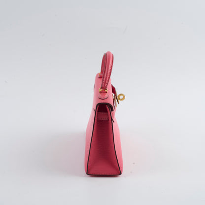 Hermes Mini Kelly Chèvre Mysore Rose Azalea 2017 A stamp - photo 3