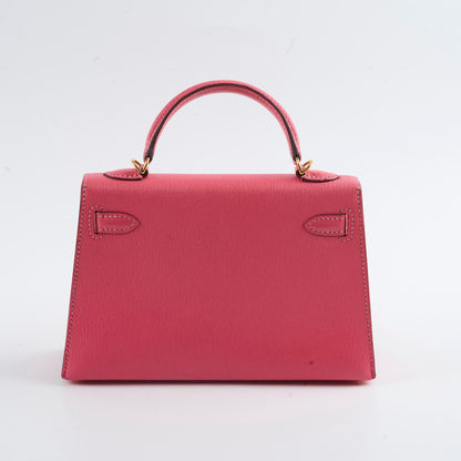 Hermes Mini Kelly Chèvre Mysore Rose Azalea 2017 A stamp - photo 2