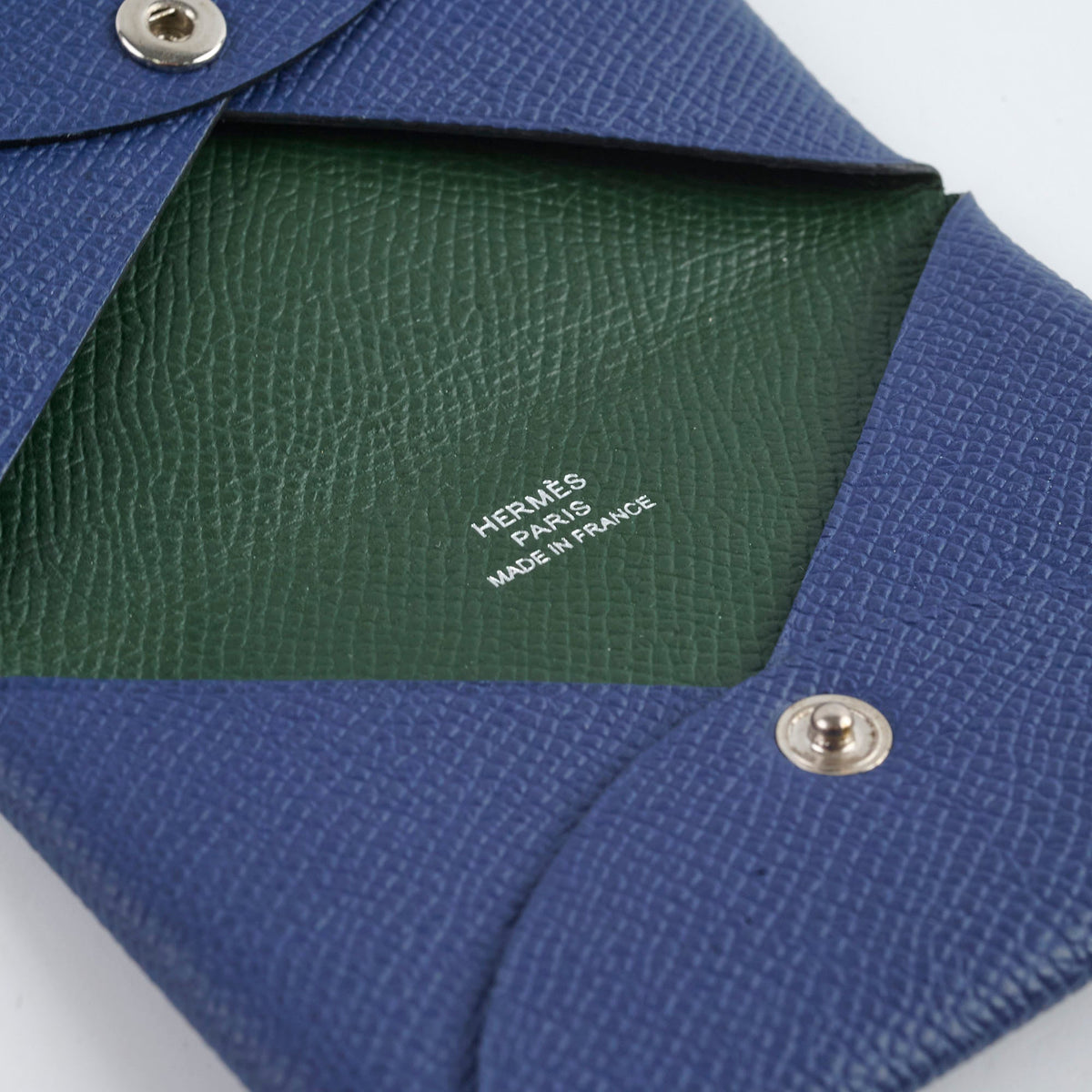 Hermes Calvi Cardholder Epsom Vert Anglais/Bleu France - photo 6