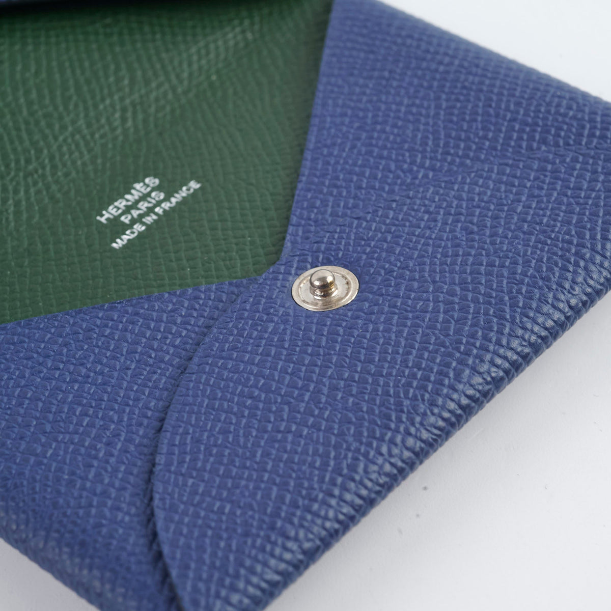 Hermes Calvi Cardholder Epsom Vert Anglais/Bleu France - photo 4