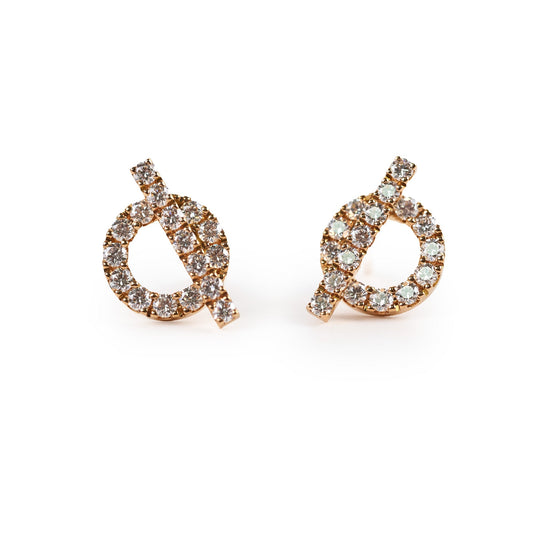 Hermes 18K Rose Gold Finesse Diamond Earrings - photo 1