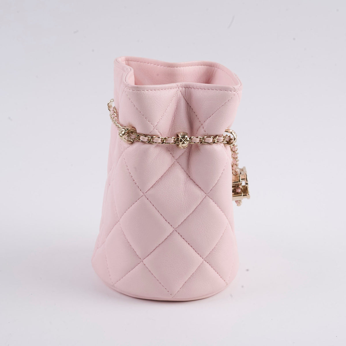 Chanel Micro Drawstring Bucket Bag Light Pink Series 32 - photo 3