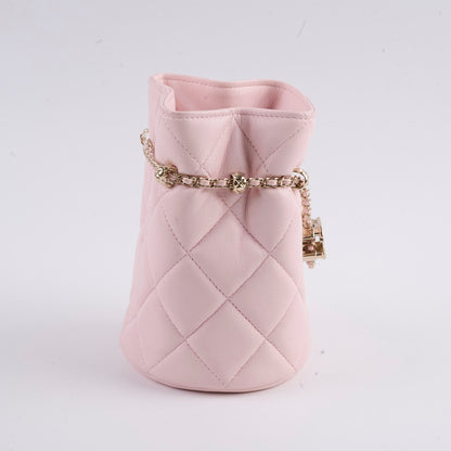 Chanel Micro Drawstring Bucket Bag Light Pink Series 32 - photo 3