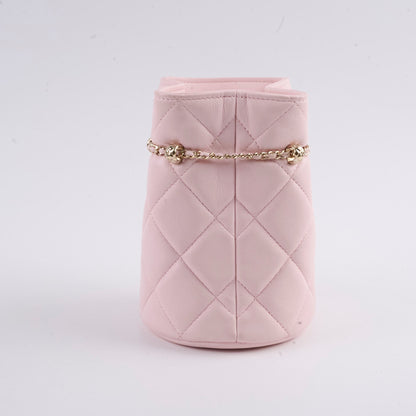Chanel Micro Drawstring Bucket Bag Light Pink Series 32 - photo 2
