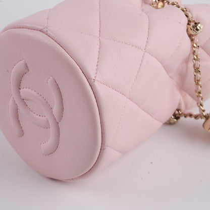 Chanel Micro Drawstring Bucket Bag Light Pink Series 32 - photo 7