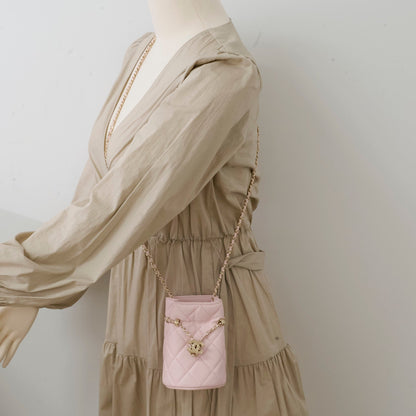 Chanel Micro Drawstring Bucket Bag Light Pink Series 32 - photo 10