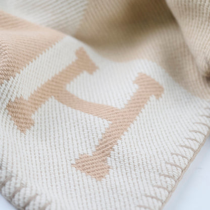 Hermes H Drapeau Throw Blanket Beige - photo 5