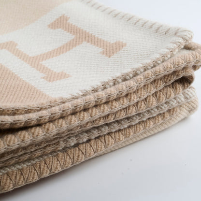 Hermes H Drapeau Throw Blanket Beige - photo 4