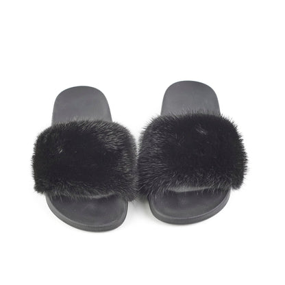 Givenchy Black Fur Slides Size 36 - photo 2