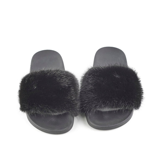 Givenchy Black Fur Slides Size 36 - photo 2