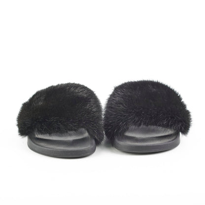 Givenchy Black Fur Slides Size 36 - photo 4