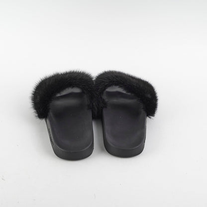 Givenchy Black Fur Slides Size 36 - photo 3