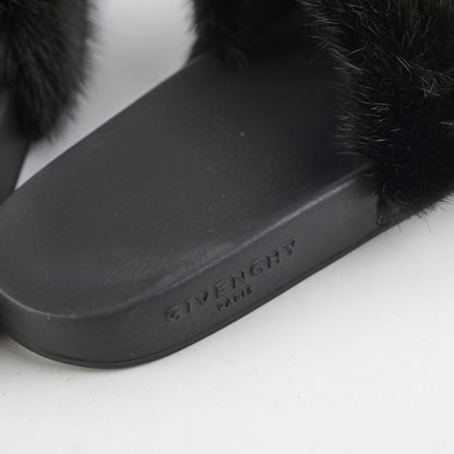 Givenchy Black Fur Slides Size 36 - photo 5