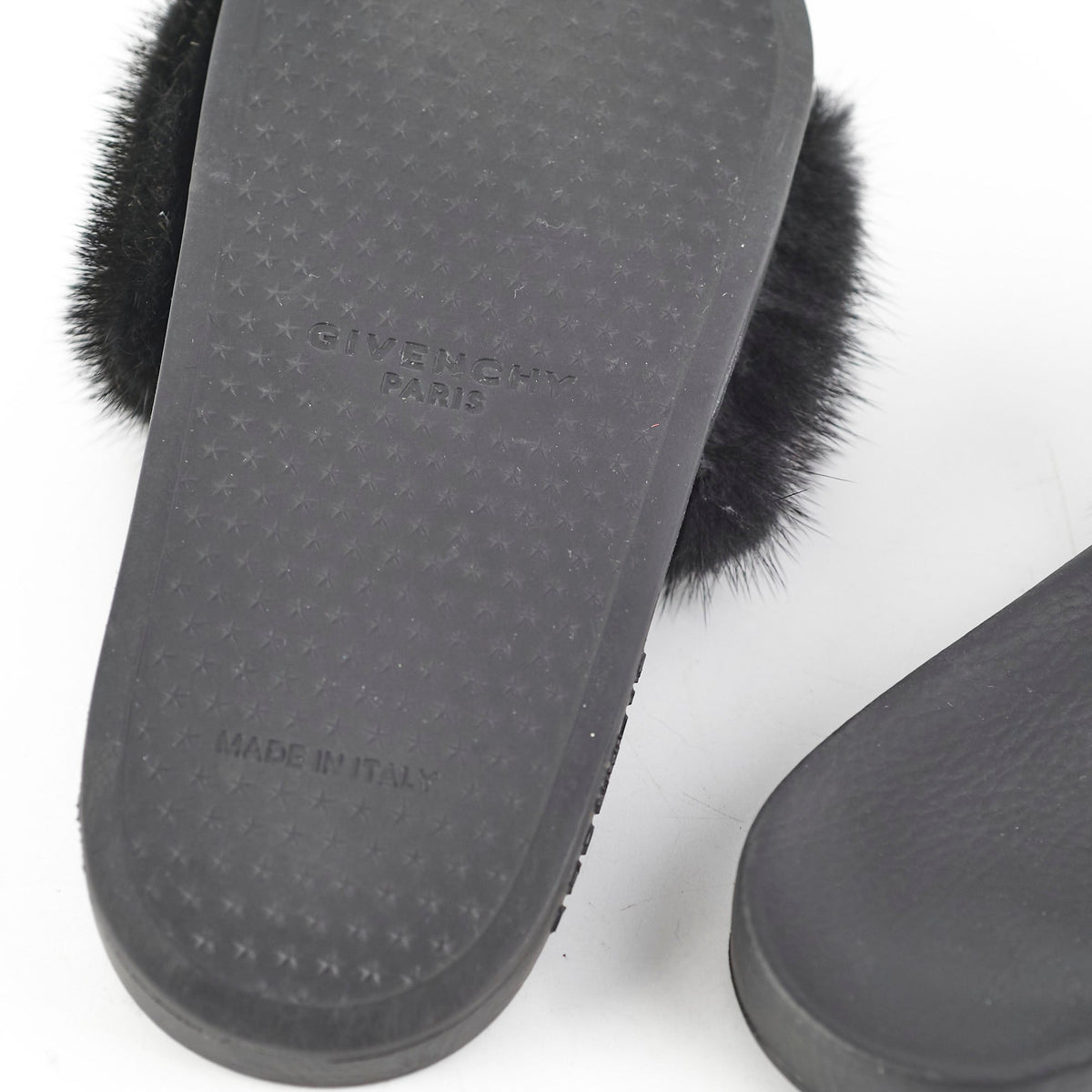 Givenchy Black Fur Slides Size 36 - photo 7