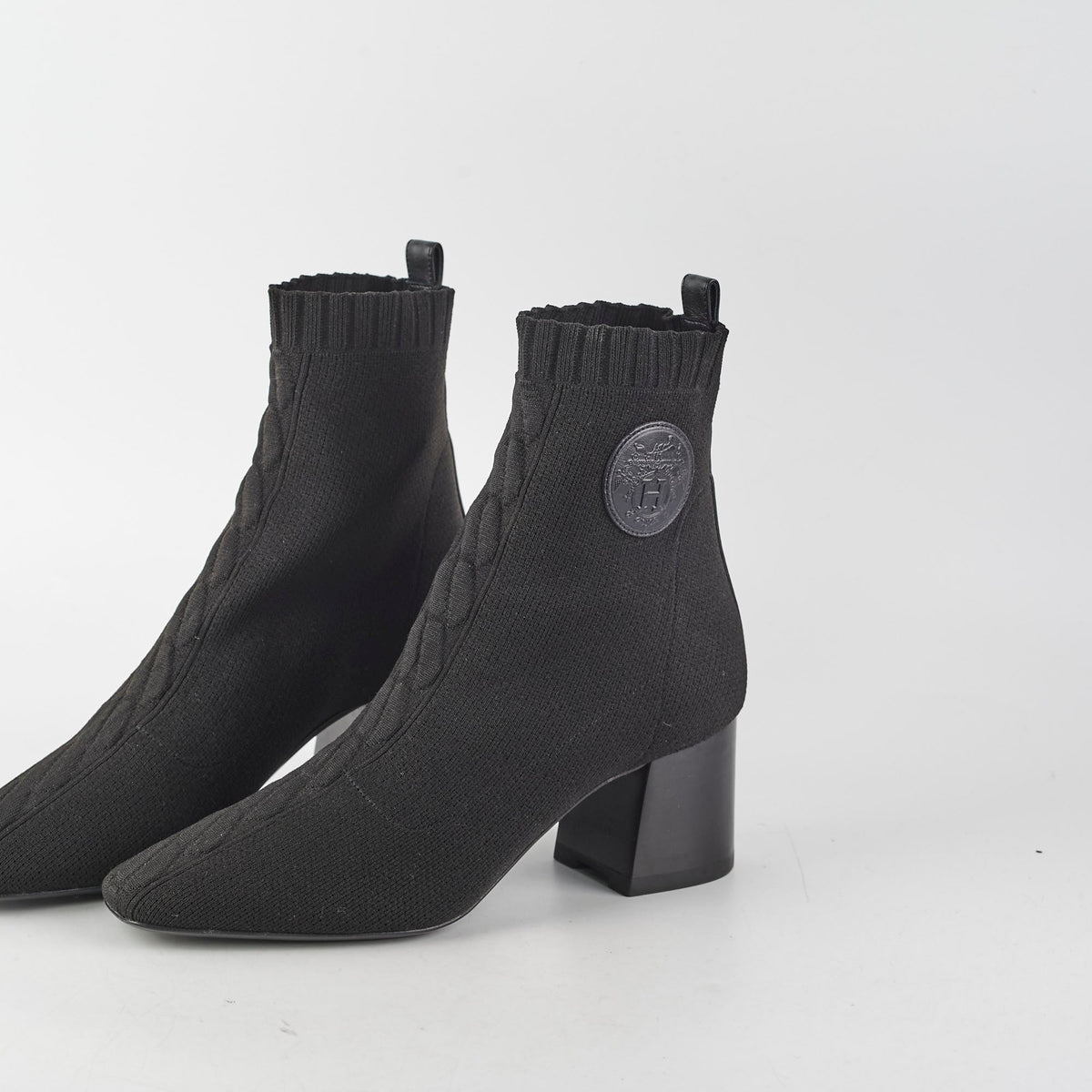 Hermes Black Knit Boots Size 37 - photo 4