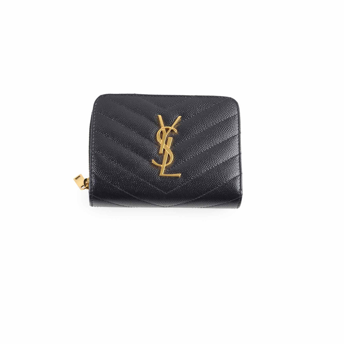 Saint Laurent Cassandre Matelassé Compact Zip Wallet Black - photo 1