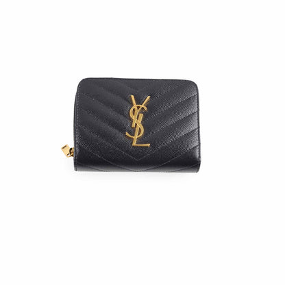 Saint Laurent Cassandre Matelassé Compact Zip Wallet Black - photo 1