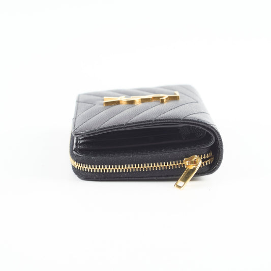 Saint Laurent Cassandre Matelassé Compact Zip Wallet Black - photo 2