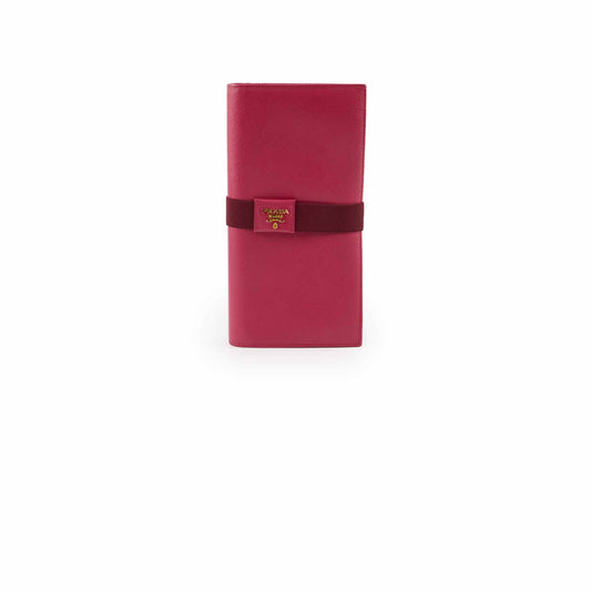 Prada Saffiano Long Clutch Wallet Dark Pink - photo 1