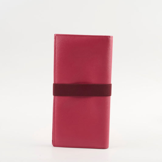 Prada Saffiano Long Clutch Wallet Dark Pink - photo 2