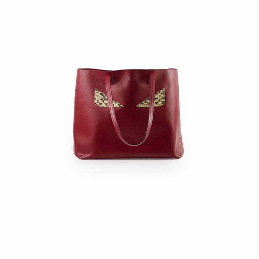 Fendi Monster Eye Leather Tote Red - photo 1