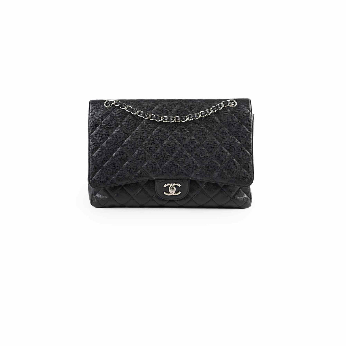 Chanel Maxi Single Flap Black Caviar SHW - photo 1