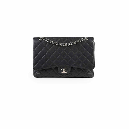 Chanel Maxi Single Flap Black Caviar SHW - photo 1