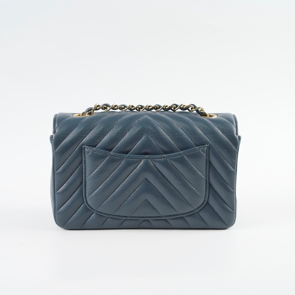 Chanel Chevron Mini Rectangular Classic Flap Dark Grey/Blue - photo 2