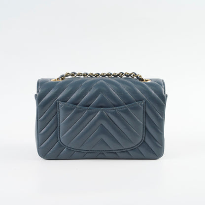 Chanel Chevron Mini Rectangular Classic Flap Dark Grey/Blue - photo 2