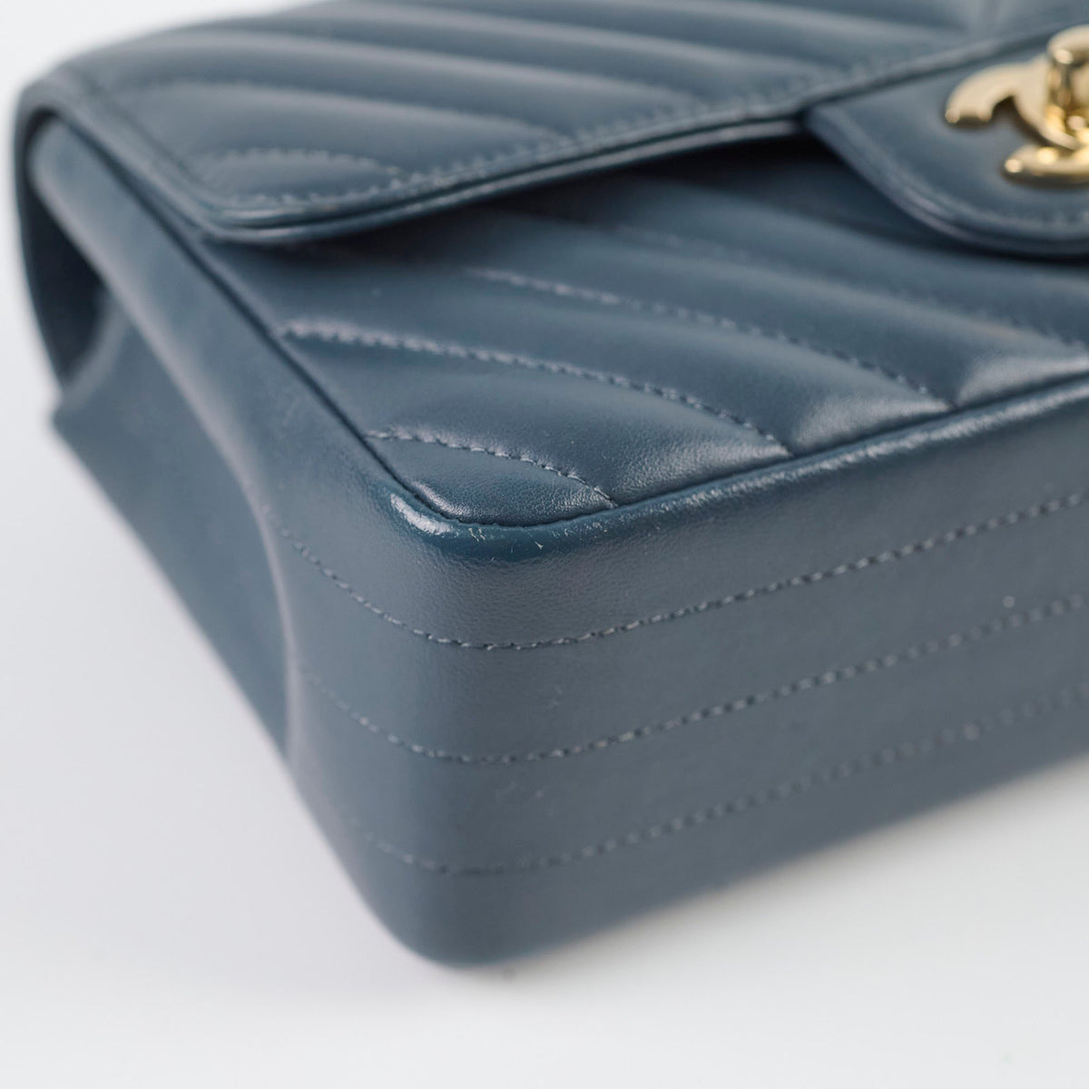 Chanel Chevron Mini Rectangular Classic Flap Dark Grey/Blue - photo 5
